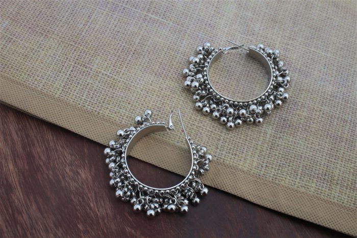 Oxidized Silver Brass Party Wear Dangle Earring For Women Brass Hoop Earring | Save 33% - Rajasthan Living 6