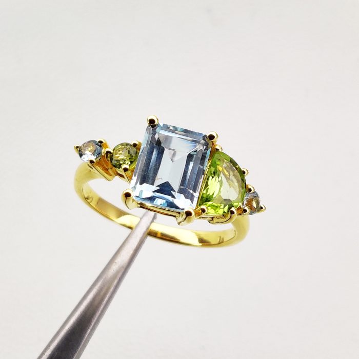 Blue Topaz and Peridot Ring Multi Gemstones Ring – December and August Birthstone | Save 33% - Rajasthan Living 6