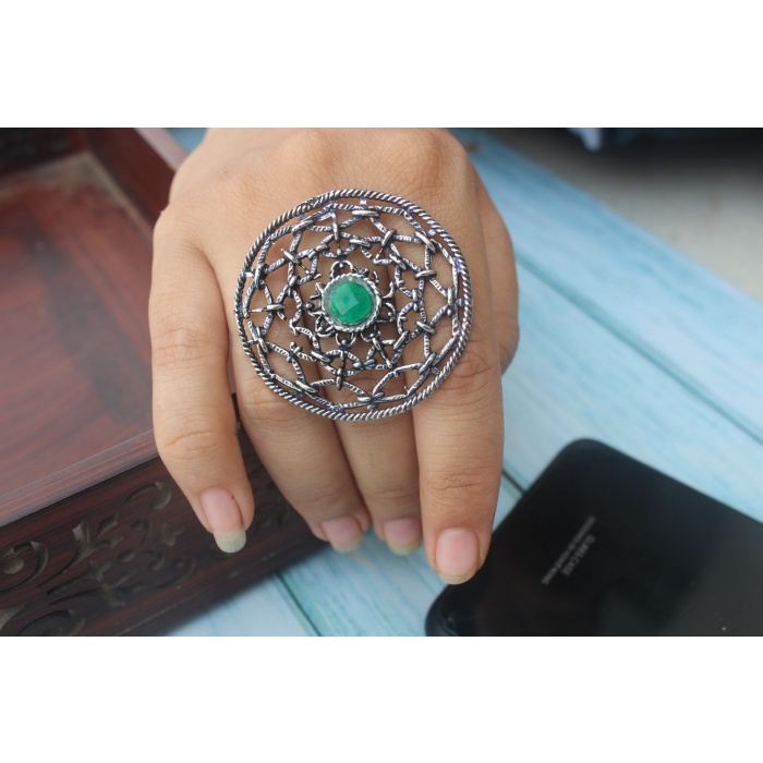 Big round designer hollow brass adjustable ring for Women | Save 33% - Rajasthan Living 6
