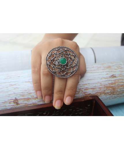 Big round designer hollow brass adjustable ring for Women | Save 33% - Rajasthan Living 3