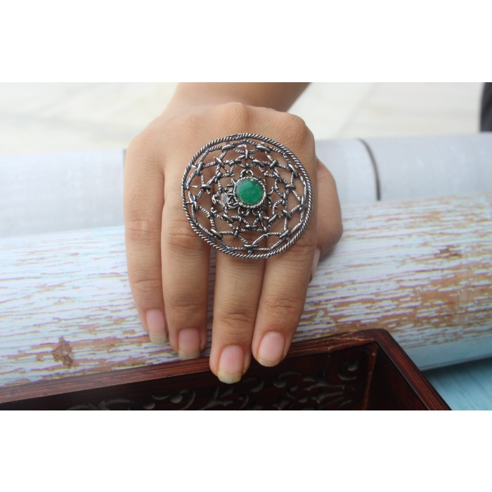 Big round designer hollow brass adjustable ring for Women | Save 33% - Rajasthan Living 7