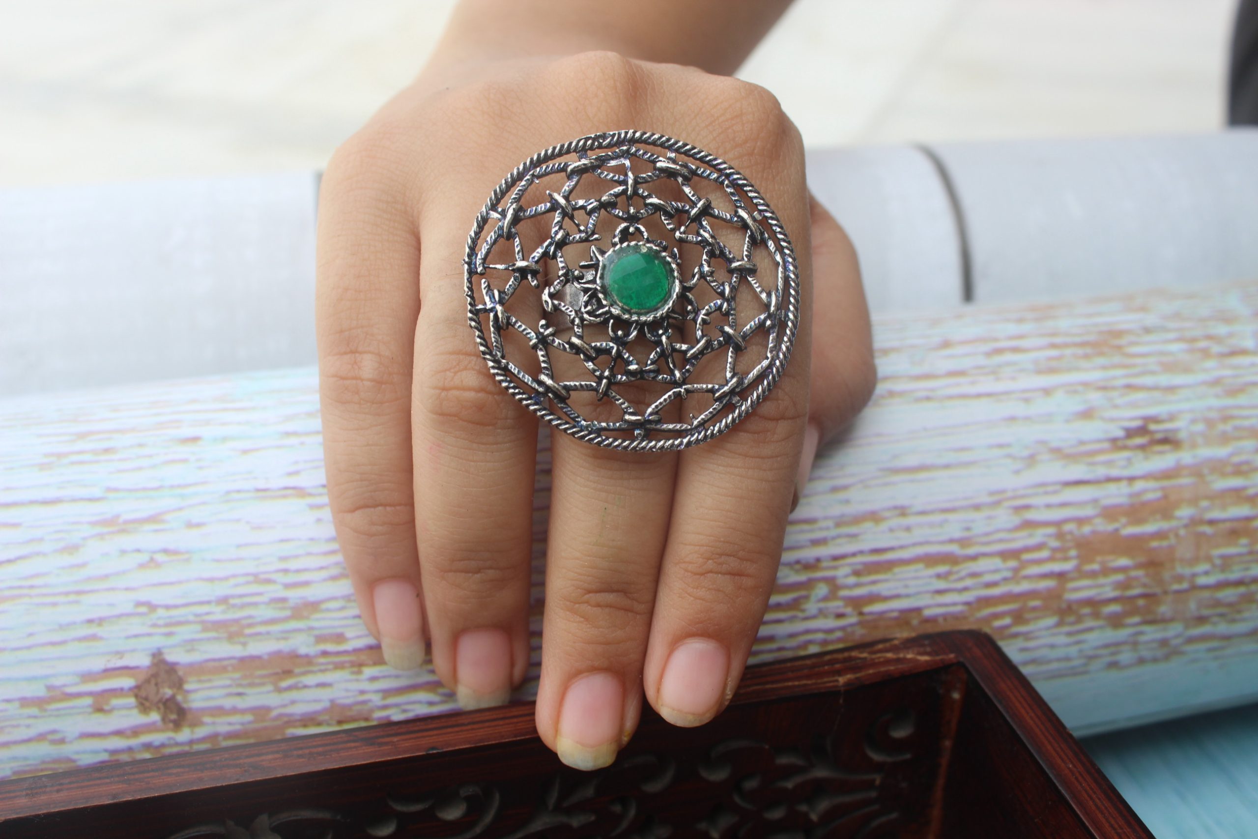 Big round designer hollow brass adjustable ring for Women | Save 33% - Rajasthan Living 10