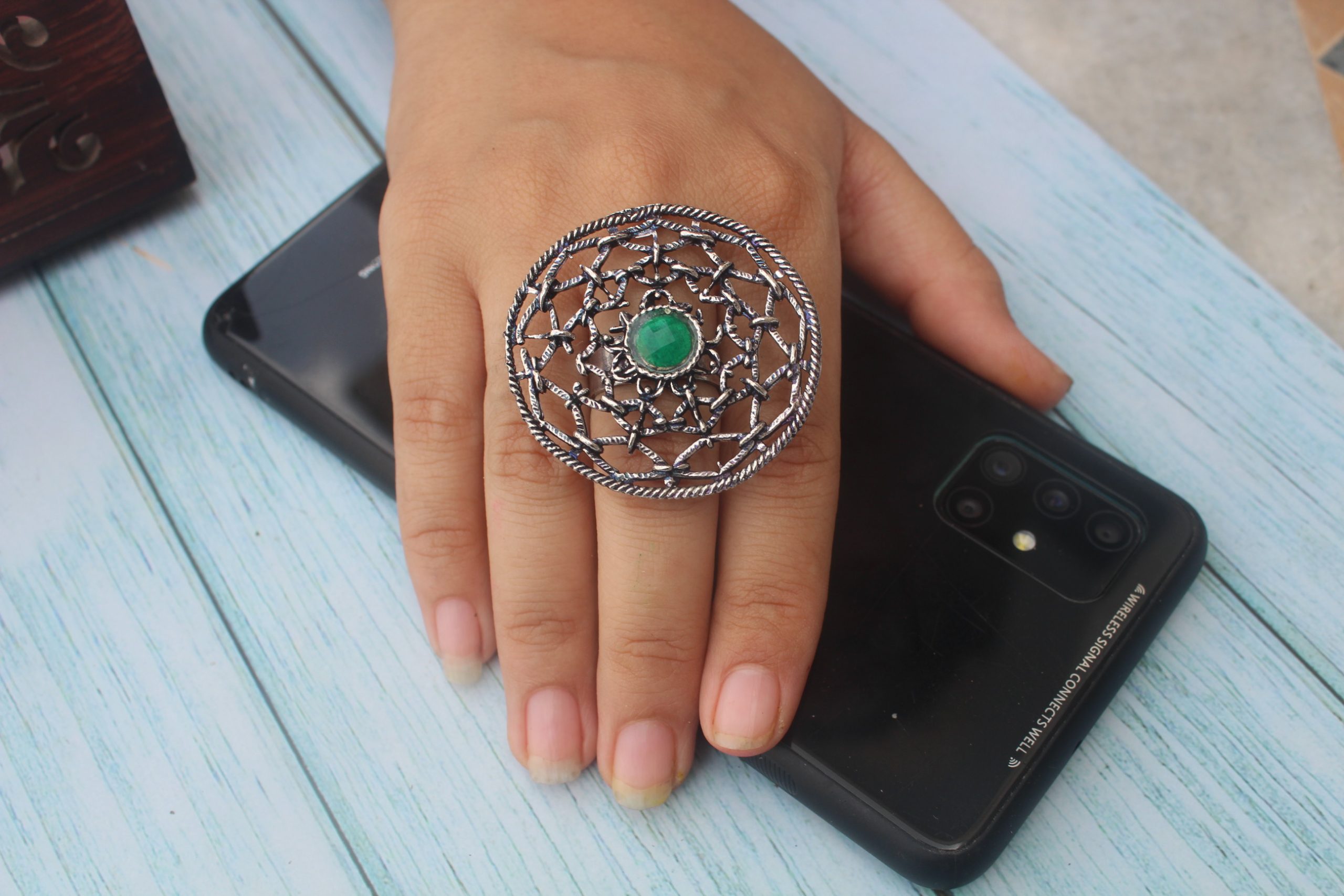 Big round designer hollow brass adjustable ring for Women | Save 33% - Rajasthan Living 11