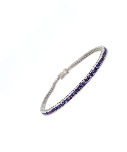 Purple Sapphire and Diamond Bracelet in 18K White Gold | Save 33% - Rajasthan Living 3