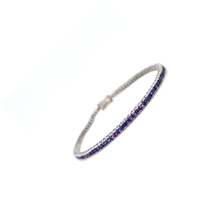 Purple Sapphire and Diamond Bracelet in 18K White Gold | Save 33% - Rajasthan Living 6