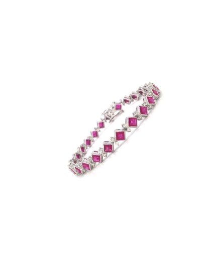 Ruby and Diamond Bracelet in 18K White Gold | Save 33% - Rajasthan Living 3
