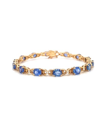Sapphire and Diamond Bracelet in 14K Yellow Gold | Save 33% - Rajasthan Living