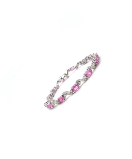 Pink Sapphire and Diamond Bracelet in 18K White Gold | Save 33% - Rajasthan Living 3