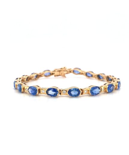 Sapphire and Diamond Bracelet in 14K Yellow Gold | Save 33% - Rajasthan Living