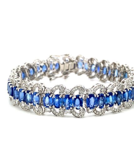 Sapphire and Diamond Bracelet in 18K White Gold | Save 33% - Rajasthan Living