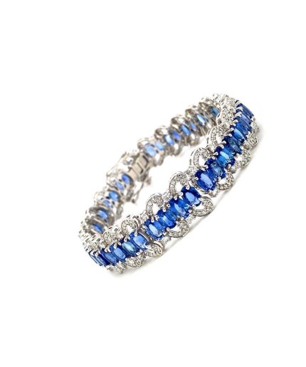 Sapphire and Diamond Bracelet in 18K White Gold | Save 33% - Rajasthan Living 3