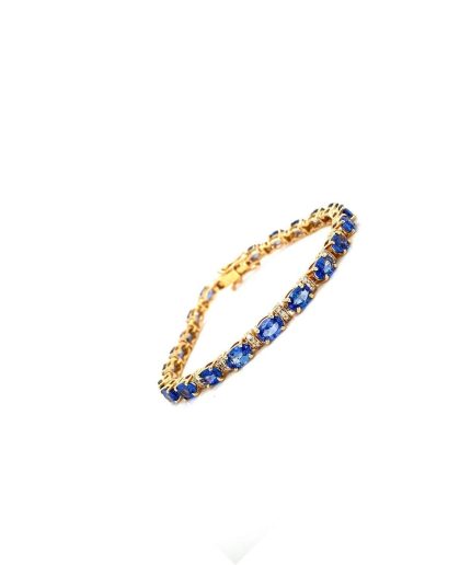 Sapphire and Diamond Bracelet in 14K Yellow Gold | Save 33% - Rajasthan Living 3
