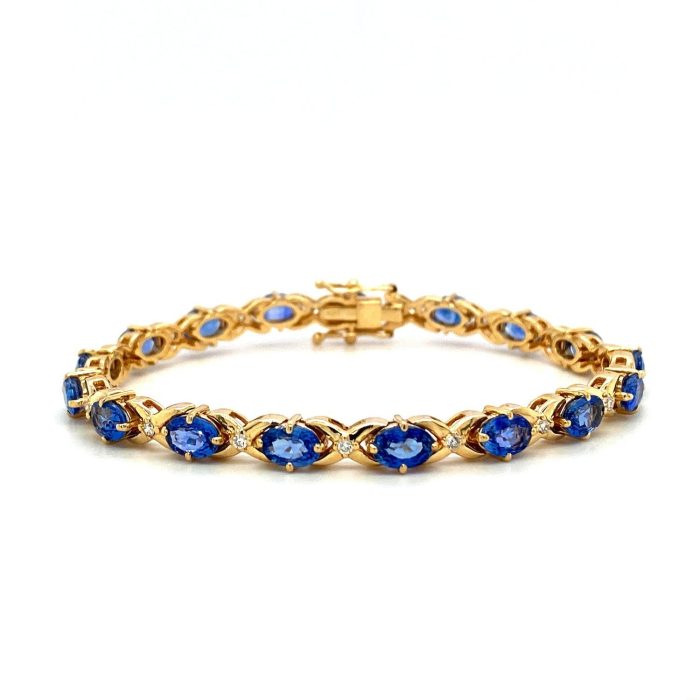 Sapphire and Diamond Bracelet in 14K Yellow Gold | Save 33% - Rajasthan Living 5