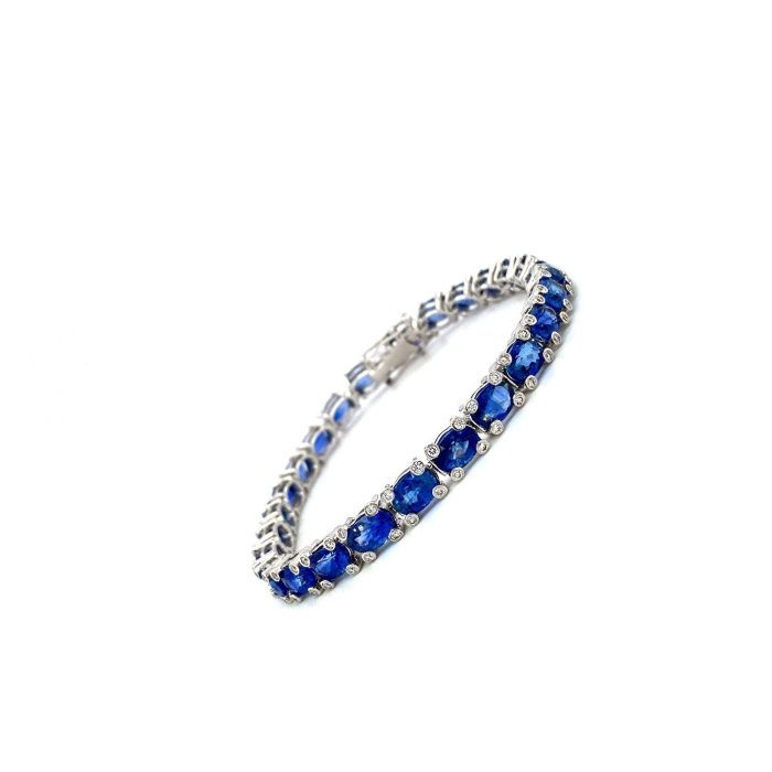 Sapphire and Diamond Bracelet in 18K White Gold | Save 33% - Rajasthan Living 6