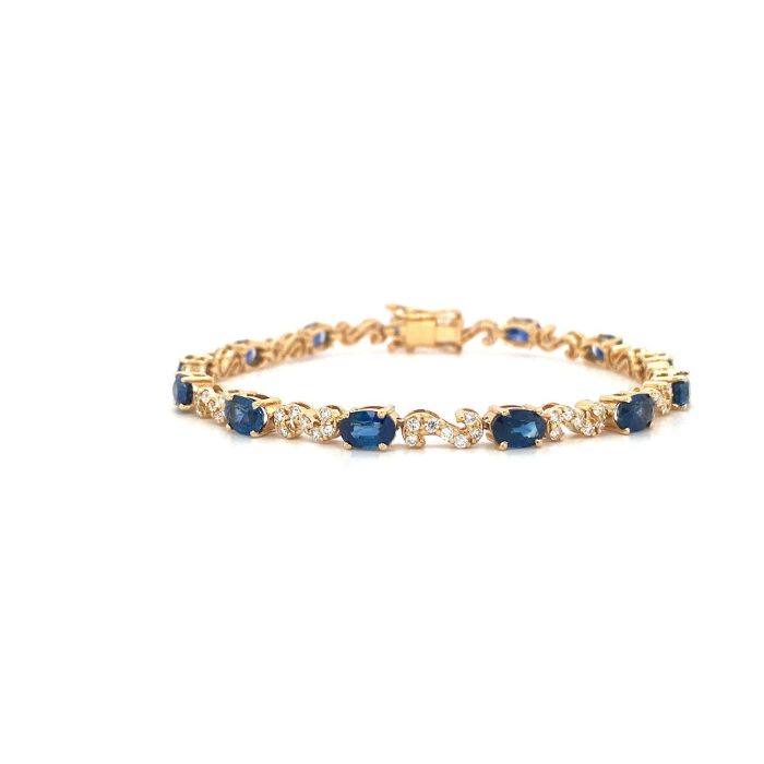 Sapphire and Diamond Bracelet in 14K Yellow Gold | Save 33% - Rajasthan Living 5