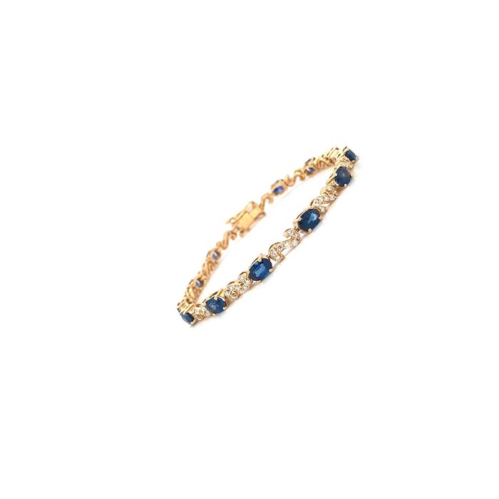 Sapphire and Diamond Bracelet in 14K Yellow Gold | Save 33% - Rajasthan Living 6