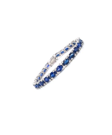 Sapphire and Diamond Bracelet in 18K White Gold | Save 33% - Rajasthan Living 3