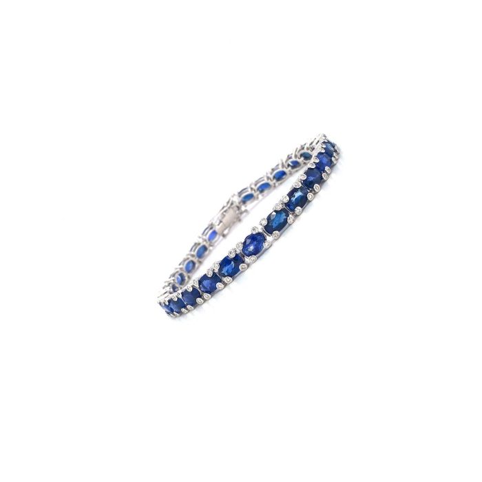 Sapphire and Diamond Bracelet in 18K White Gold | Save 33% - Rajasthan Living 6