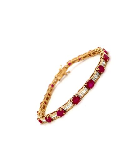 Ruby and Diamond Bracelet in 14K Yellow Gold | Save 33% - Rajasthan Living 3