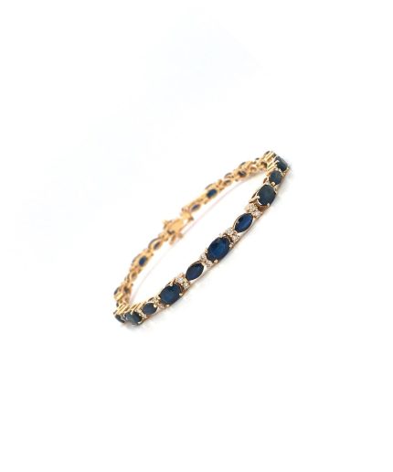Sapphire and Diamond Bracelet in 14K Yellow Gold | Save 33% - Rajasthan Living 3
