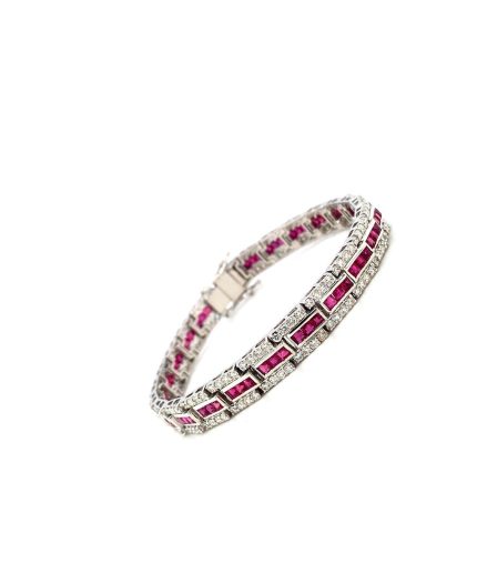 Ruby and Diamond Bracelet in 14K White Gold | Save 33% - Rajasthan Living 3