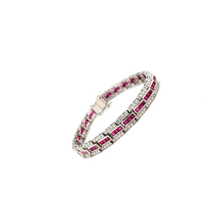 Ruby and Diamond Bracelet in 14K White Gold | Save 33% - Rajasthan Living 6