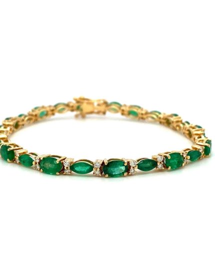 Emerald and Diamond Bracelet in 14K Yellow Gold | Save 33% - Rajasthan Living