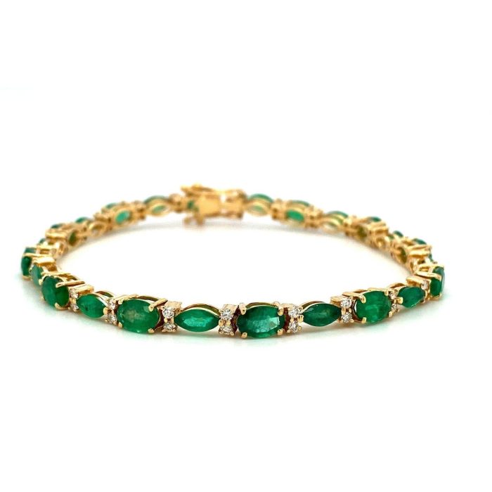 Emerald and Diamond Bracelet in 14K Yellow Gold | Save 33% - Rajasthan Living 5