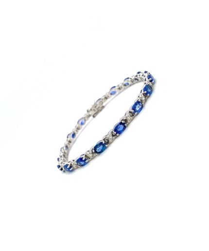 Sapphire and Diamond Bracelet in 14K White Gold | Save 33% - Rajasthan Living 3