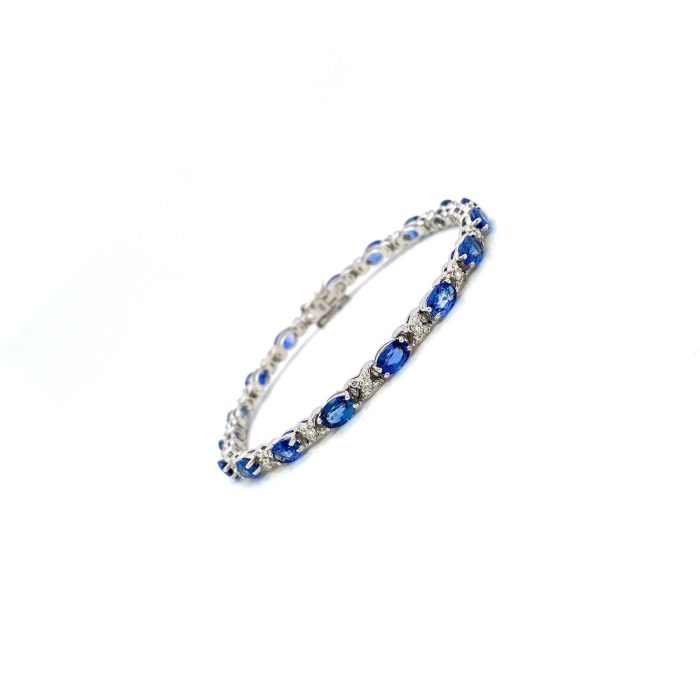 Sapphire and Diamond Bracelet in 14K White Gold | Save 33% - Rajasthan Living 6