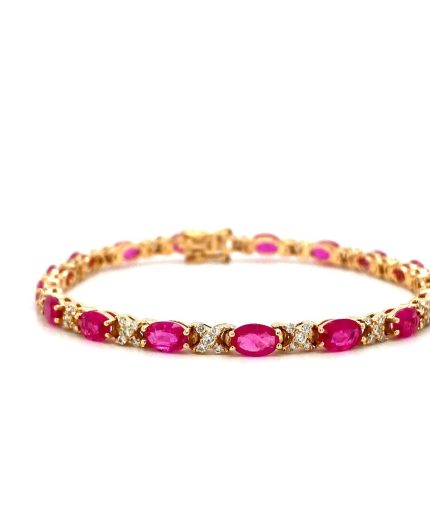 Ruby and Diamond Bracelet in 14K Yellow Gold | Save 33% - Rajasthan Living