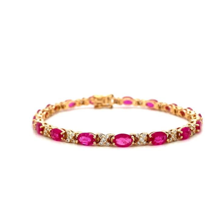 Ruby and Diamond Bracelet in 14K Yellow Gold | Save 33% - Rajasthan Living 5