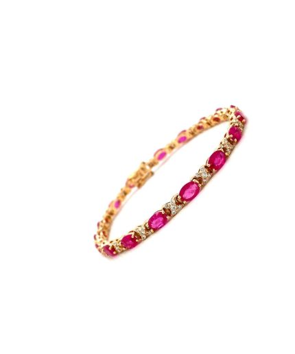 Ruby and Diamond Bracelet in 14K Yellow Gold | Save 33% - Rajasthan Living 3