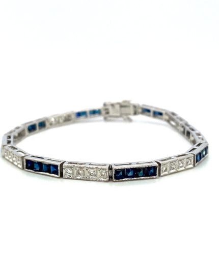 Sapphire and Diamond Bracelet in 14K White Gold | Save 33% - Rajasthan Living