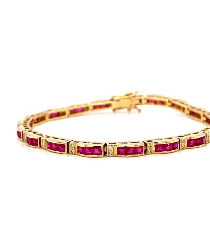 Ruby and Diamond Bracelet in 14K Yellow Gold | Save 33% - Rajasthan Living