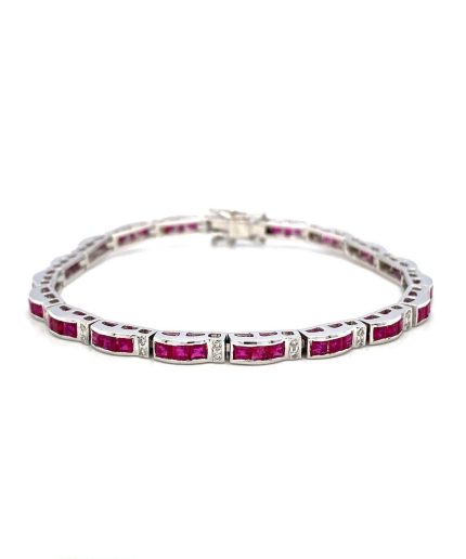 Ruby and Diamond Bracelet in 14K White Gold | Save 33% - Rajasthan Living