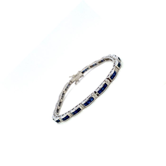 Sapphire and Diamond Bracelet in 14K White Gold | Save 33% - Rajasthan Living 6
