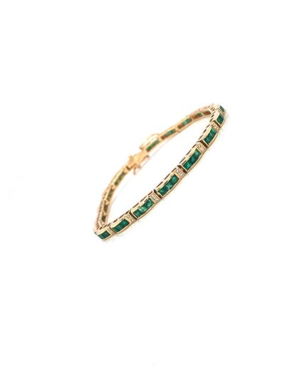 Emerald and Diamond Bracelet in 14K Yellow Gold | Save 33% - Rajasthan Living 3