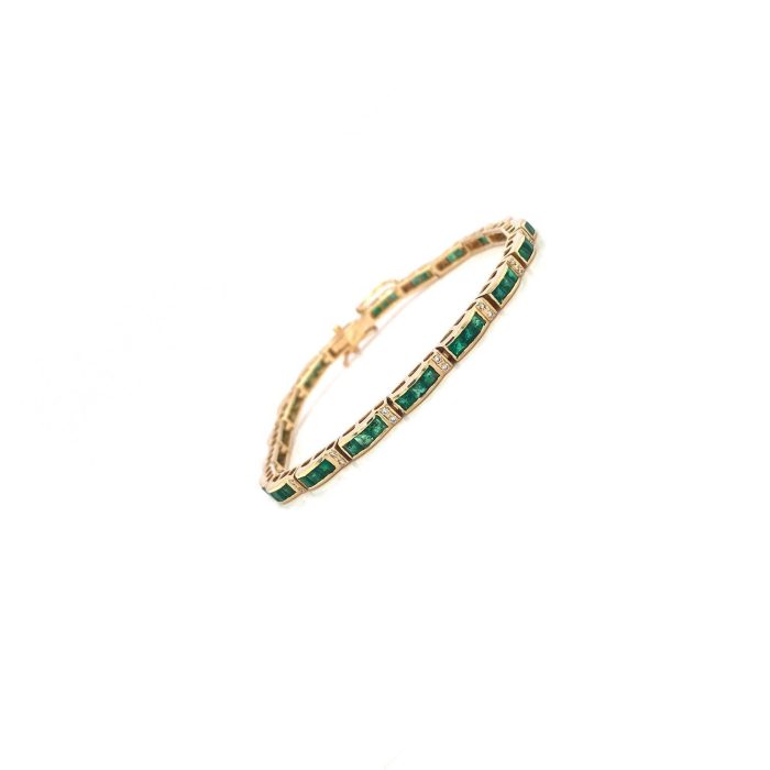 Emerald and Diamond Bracelet in 14K Yellow Gold | Save 33% - Rajasthan Living 6
