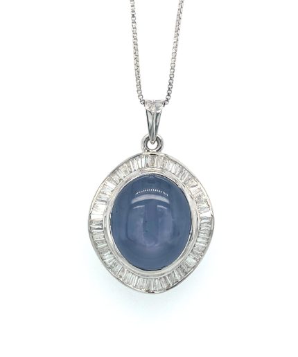 Sapphire Star and Diamond Pendant in 18K White Gold | Save 33% - Rajasthan Living