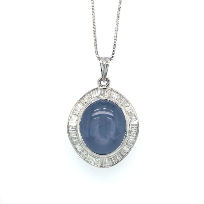 Sapphire Star and Diamond Pendant in 18K White Gold | Save 33% - Rajasthan Living 5