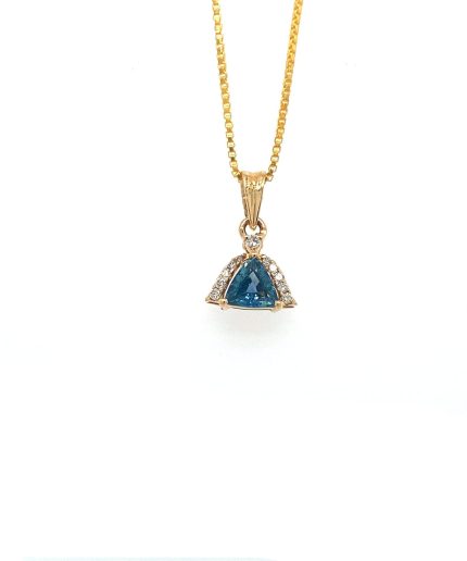 Sapphire and Diamond Pendant in 14K Yellow Gold | Save 33% - Rajasthan Living