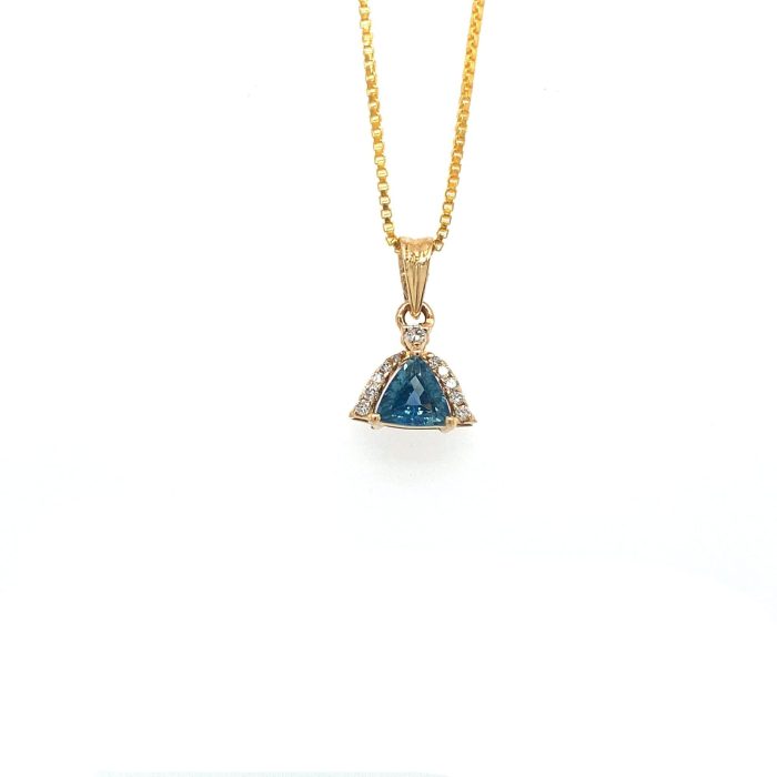 Sapphire and Diamond Pendant in 14K Yellow Gold | Save 33% - Rajasthan Living 5