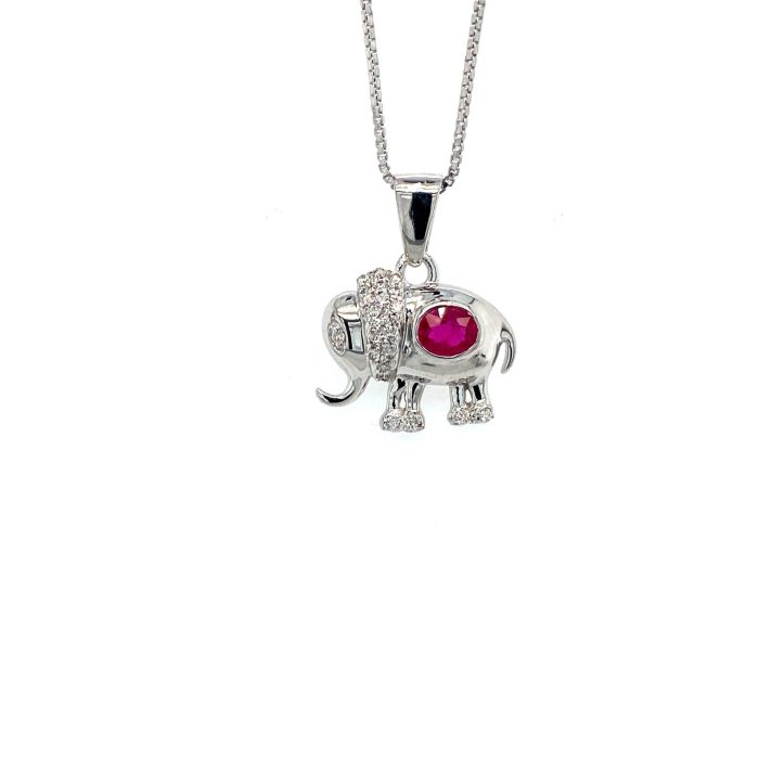 Ruby and Diamond Pendant in 14K White Gold | Save 33% - Rajasthan Living 5