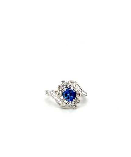 Sapphire and Diamond Ring in 18K White Gold | Save 33% - Rajasthan Living