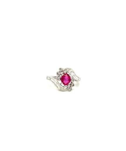 Ruby and Diamond Ring in 18K White Gold | Save 33% - Rajasthan Living