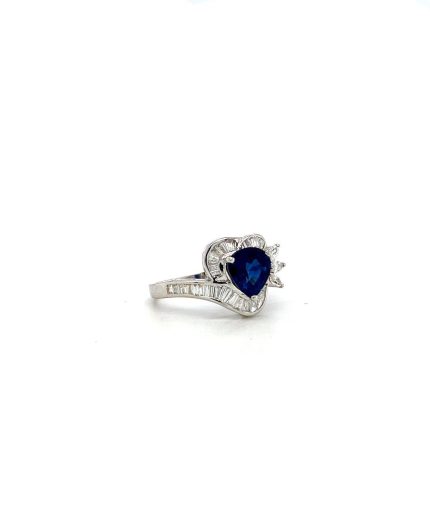Sapphire and Diamond Ring in 18K White Gold | Save 33% - Rajasthan Living 3
