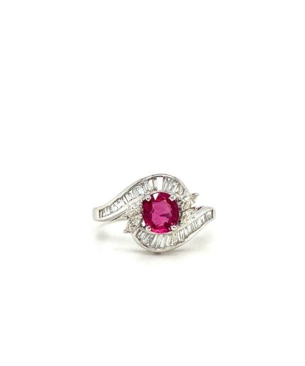 Ruby and Diamond Ring in 18K White Gold | Save 33% - Rajasthan Living