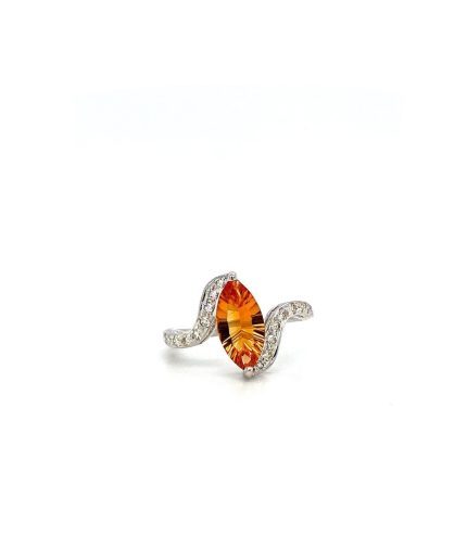 Citrine and Diamond Ring in 18K White Gold | Save 33% - Rajasthan Living