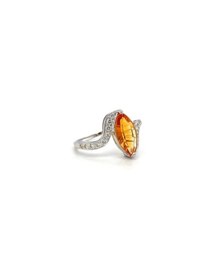 Citrine and Diamond Ring in 18K White Gold | Save 33% - Rajasthan Living 3